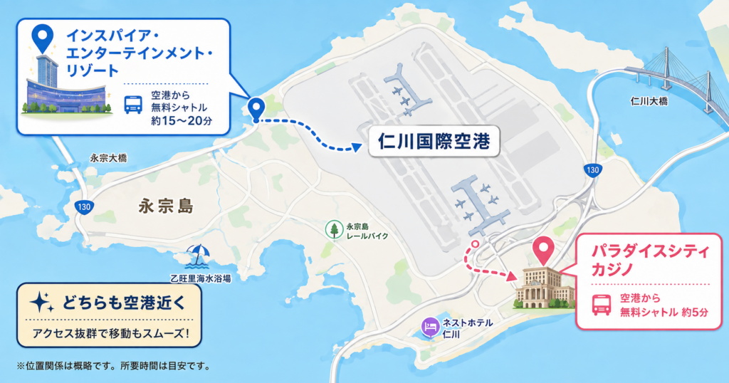 仁川エリアのカジノ地図