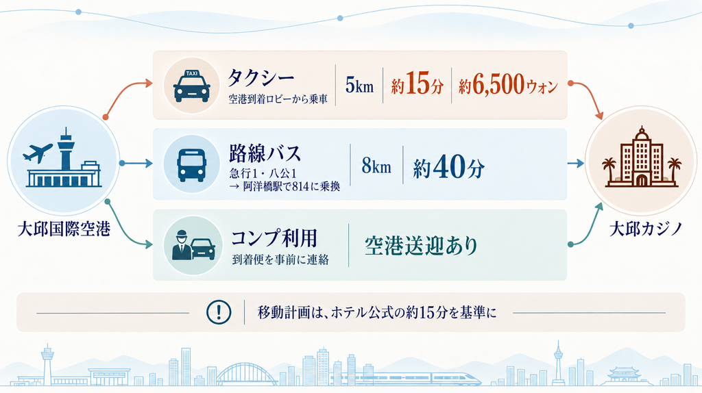 大邱国際空港から大邱カジノまでの行き方